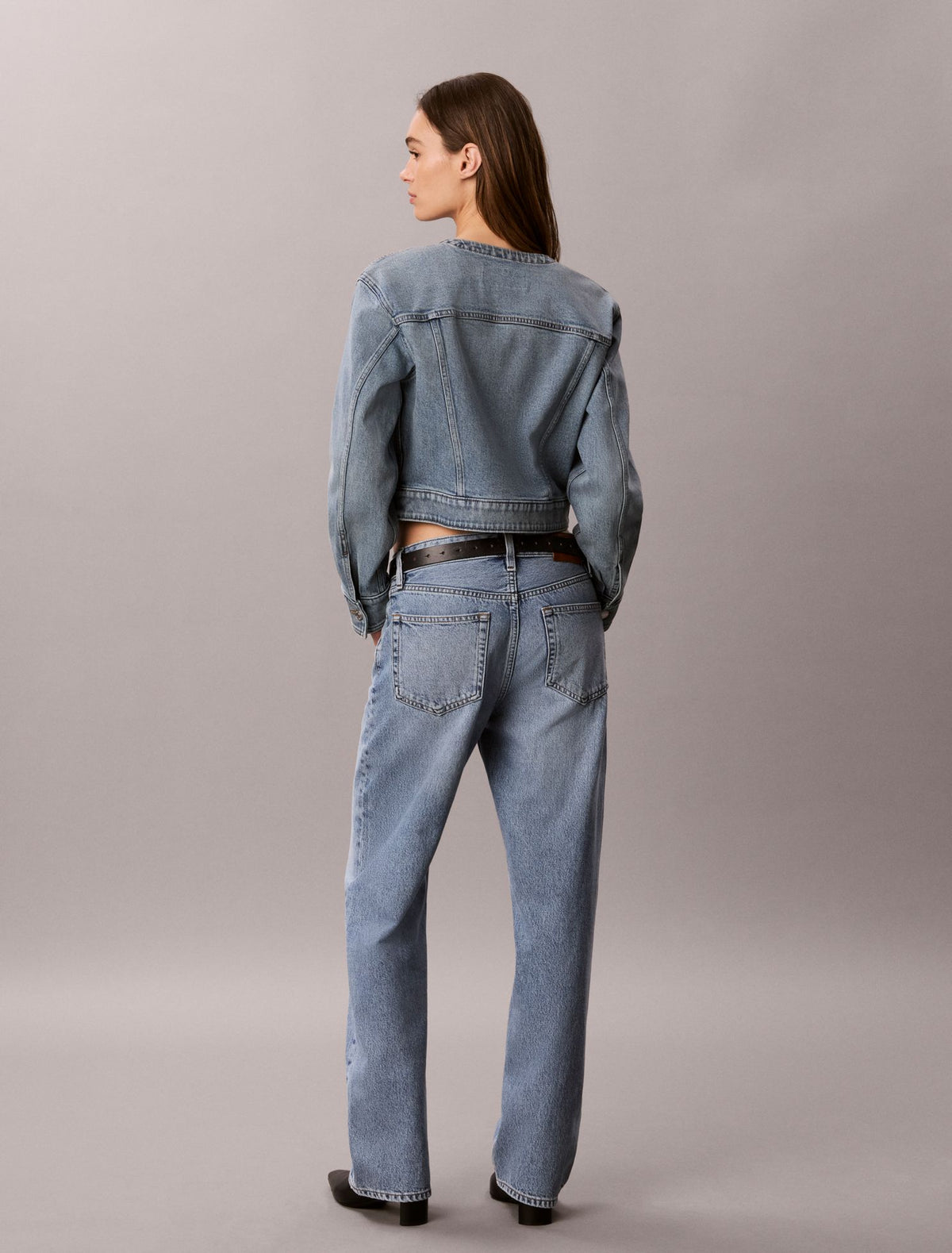 Collarless Cropped Trucker Jacket - Calvin Klein Women