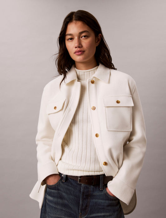 Faux Wool Shirt Jacket - Calvin Klein Women