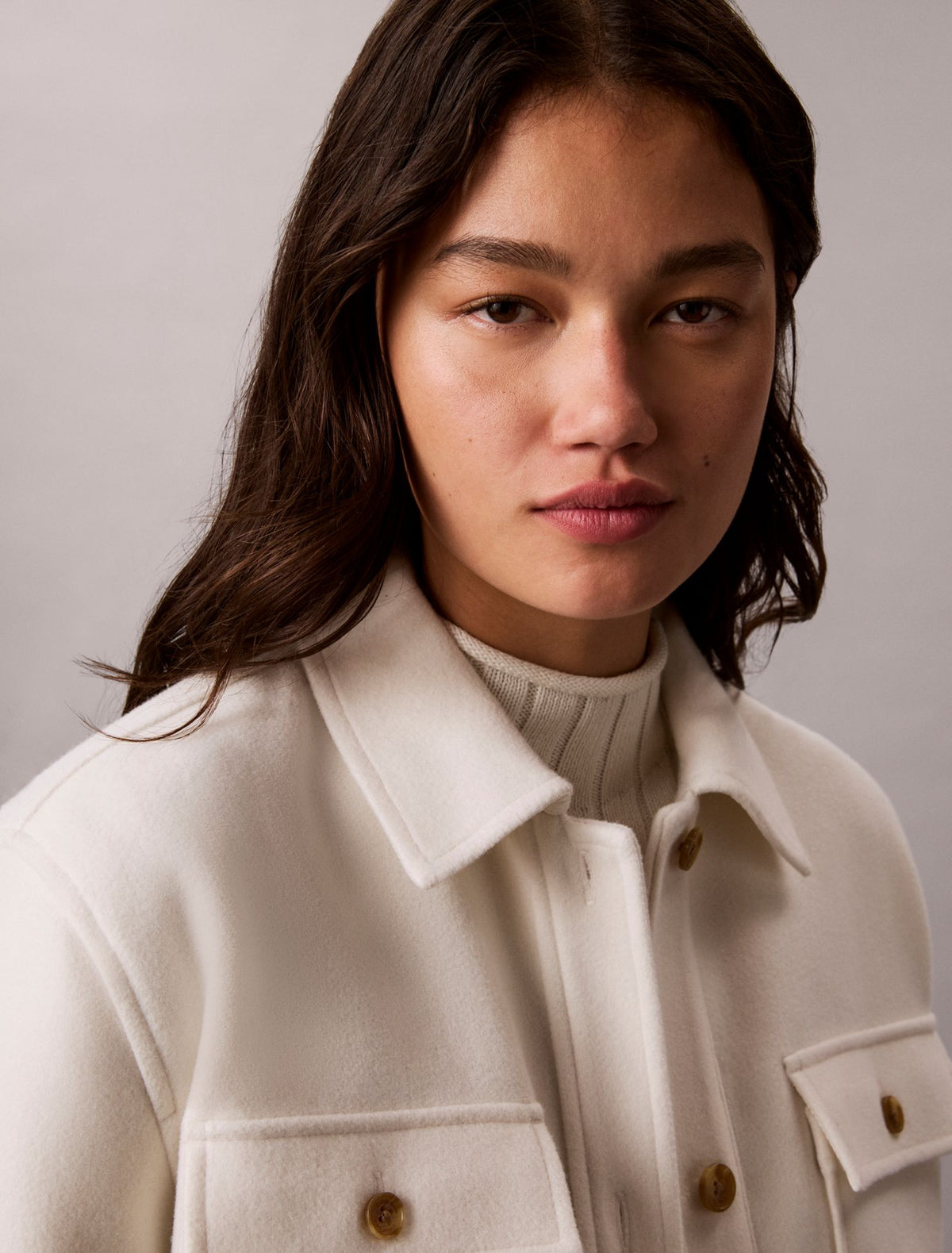 Faux Wool Shirt Jacket - Calvin Klein Women