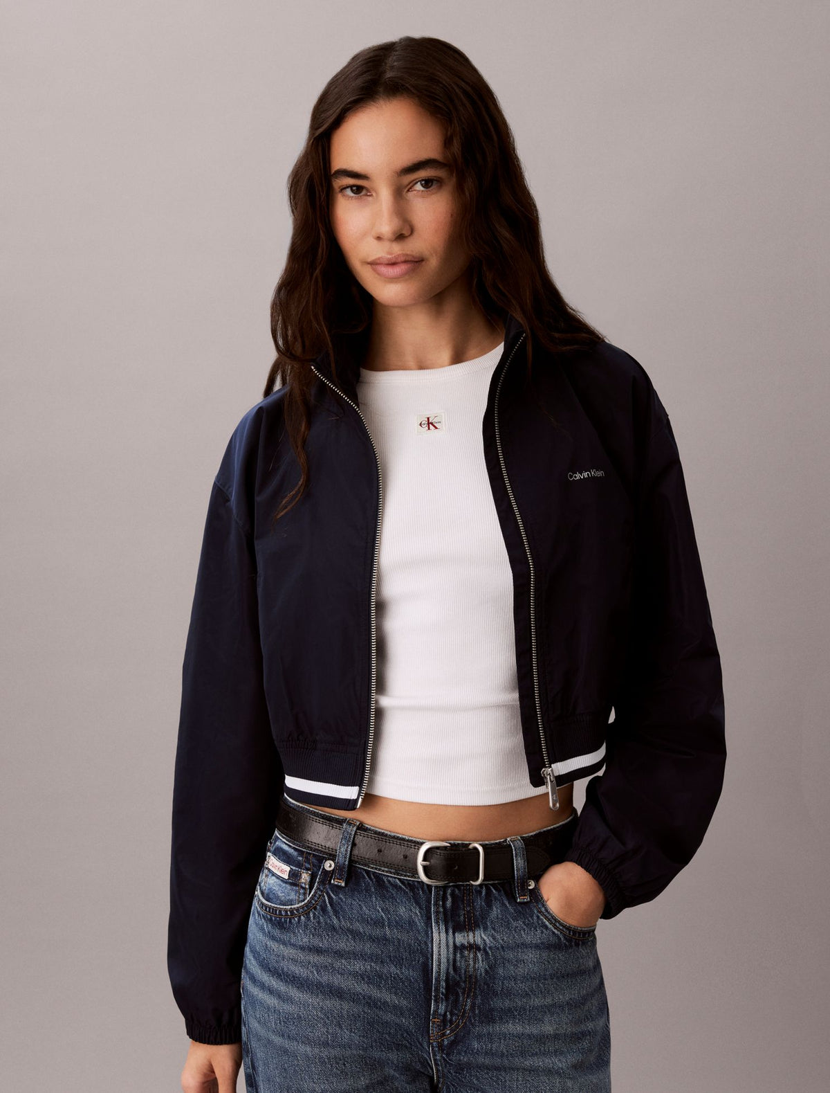 Woven Cropped Relaxed Track Jacket - Calvin Klein Women