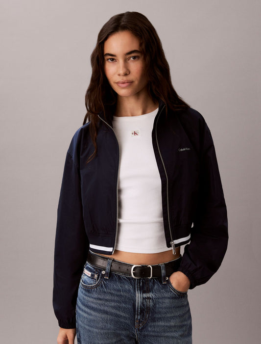 Woven Cropped Relaxed Track Jacket - Calvin Klein Women