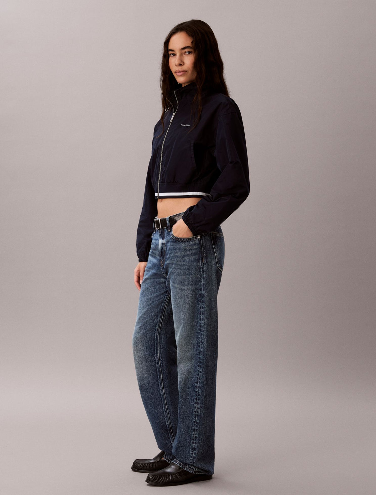 Woven Cropped Relaxed Track Jacket - Calvin Klein Women