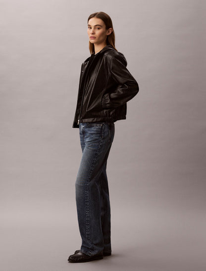 Faux Leather Hooded Jacket - Calvin Klein Women