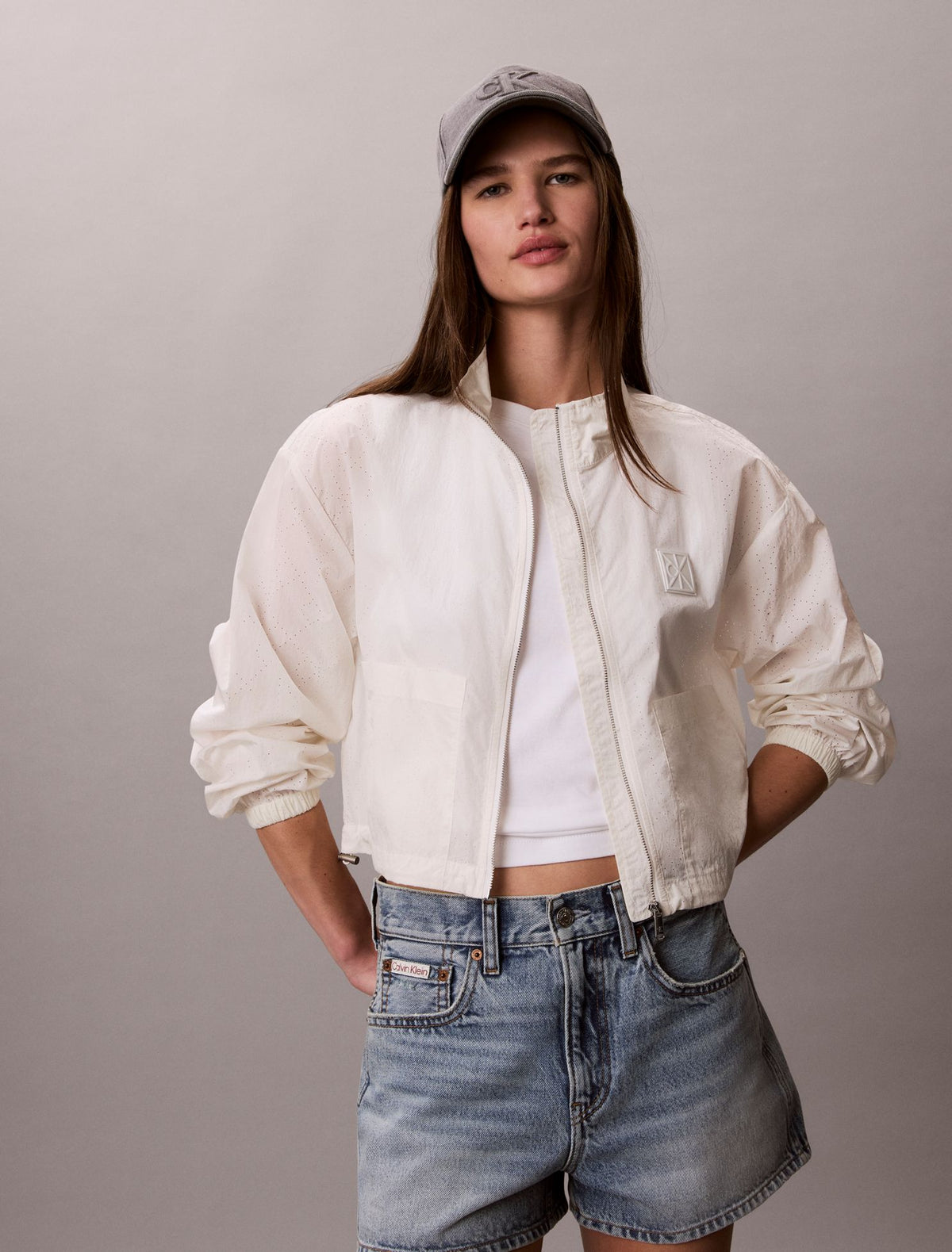Emblem Logo Perforated Tech Jacket - Calvin Klein Women