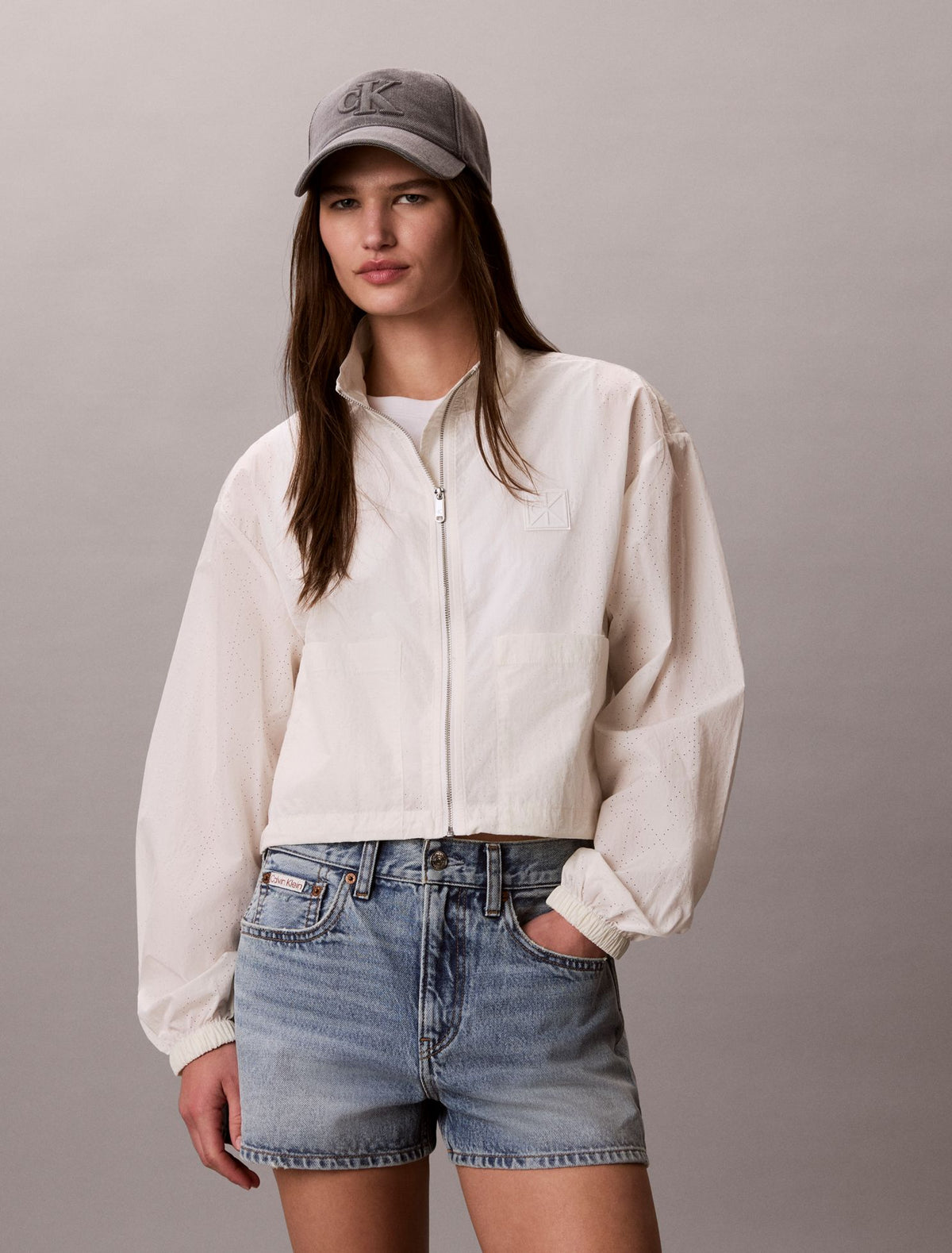 Emblem Logo Perforated Tech Jacket - Calvin Klein Women