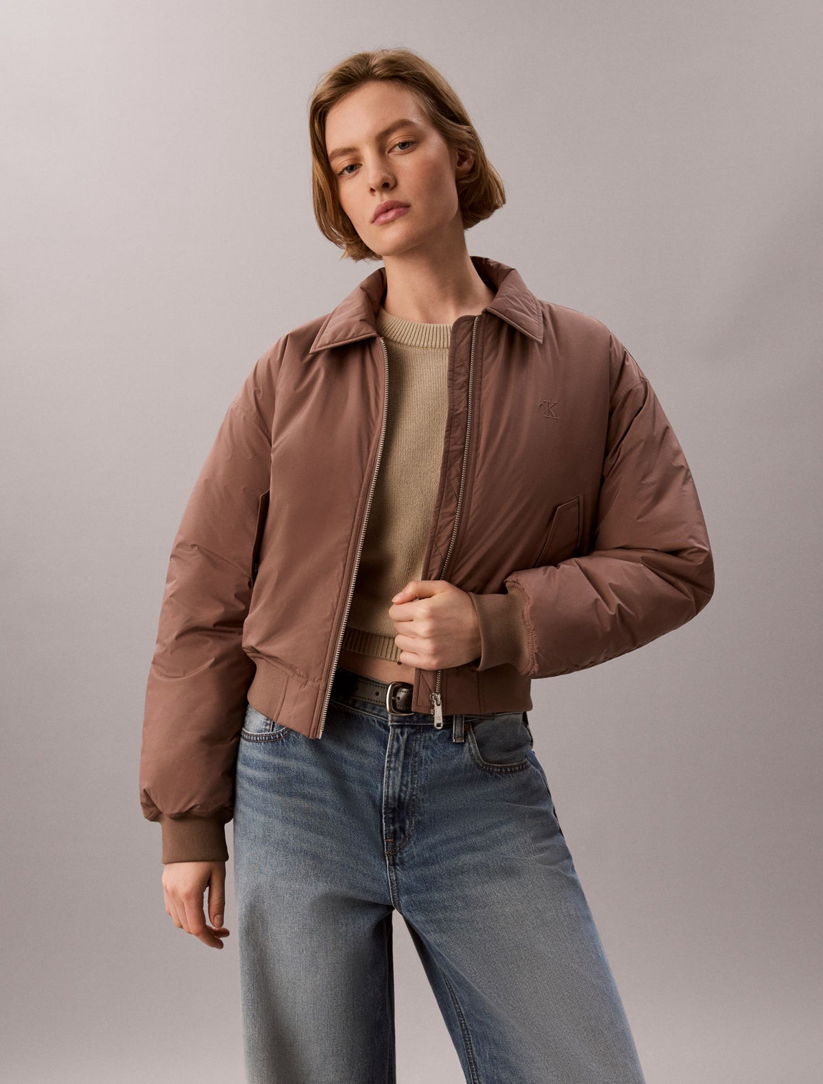 Padded Nylon Bomber Jacket - Calvin Klein Women