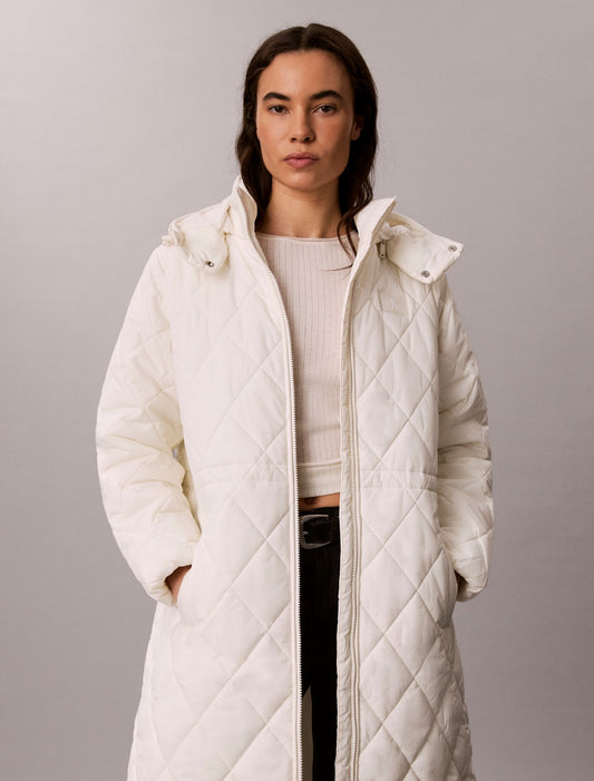Quilted Hooded Long Liner Coat - Calvin Klein Women
