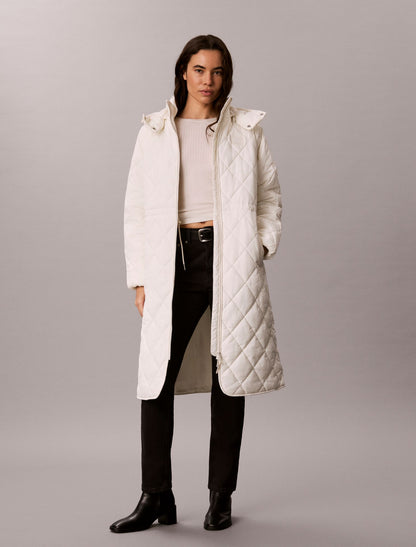 Quilted Hooded Long Liner Coat - Calvin Klein Women