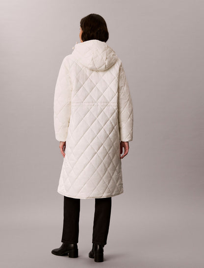 Quilted Hooded Long Liner Coat - Calvin Klein Women