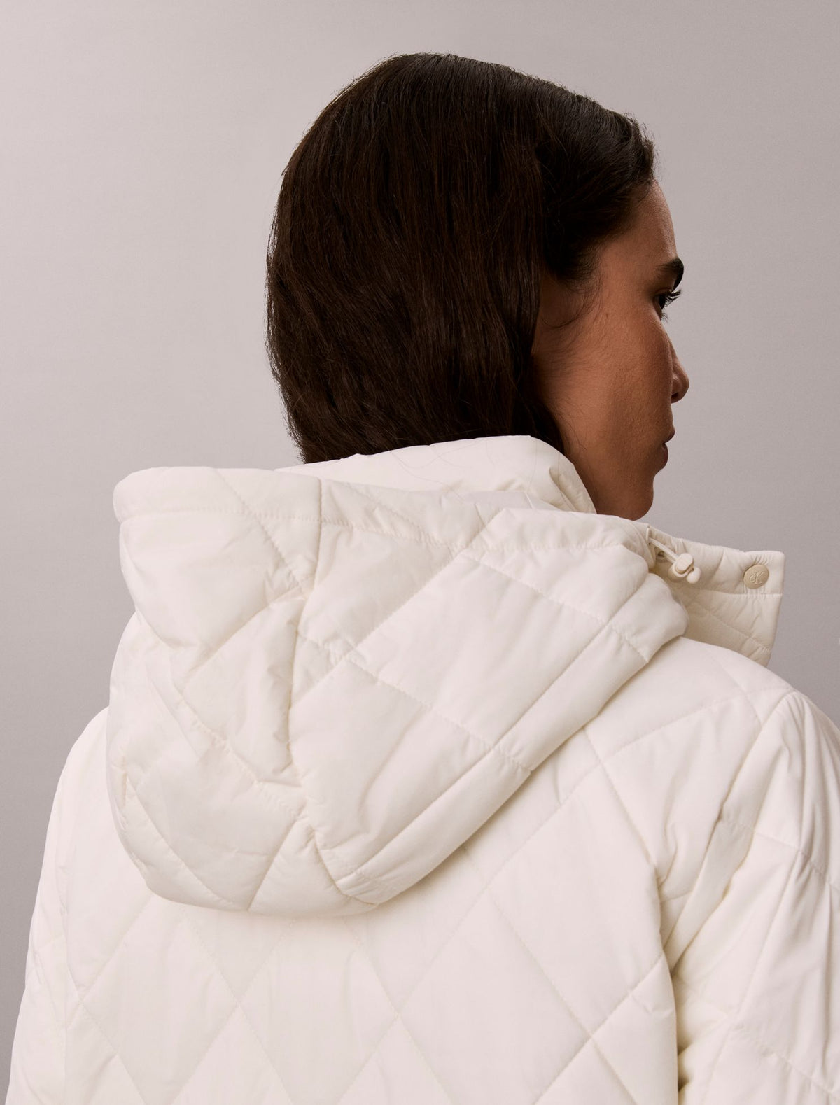 Quilted Hooded Long Liner Coat - Calvin Klein Women