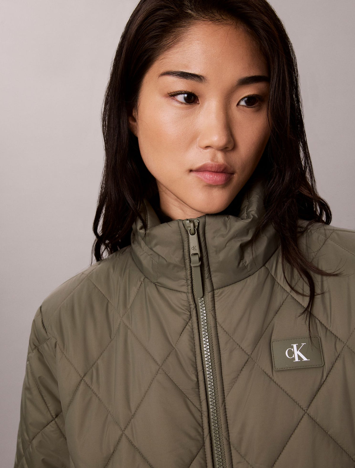 Quilted Hooded Long Liner Coat - Calvin Klein Women