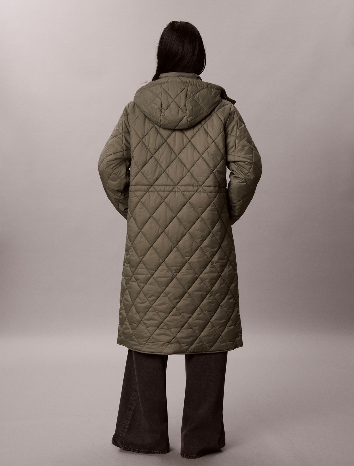 Quilted Hooded Long Liner Coat - Calvin Klein Women