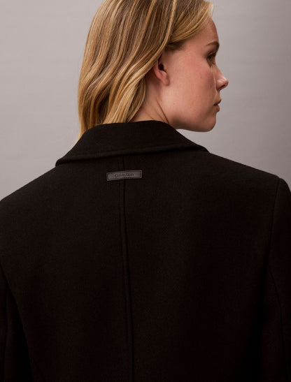 Tailored Wool Blend Single Breasted Coat - Calvin Klein Women