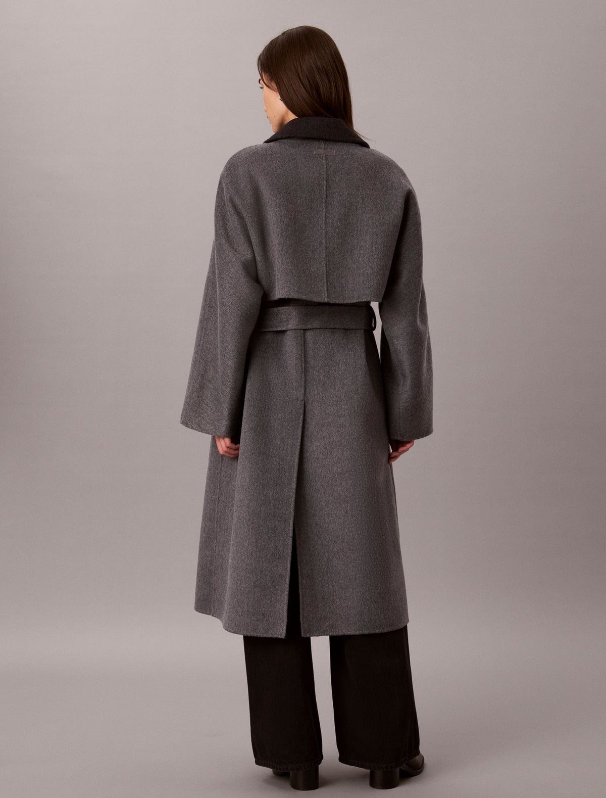 Melange Wool Blend Wrap Coat - Calvin Klein Women
