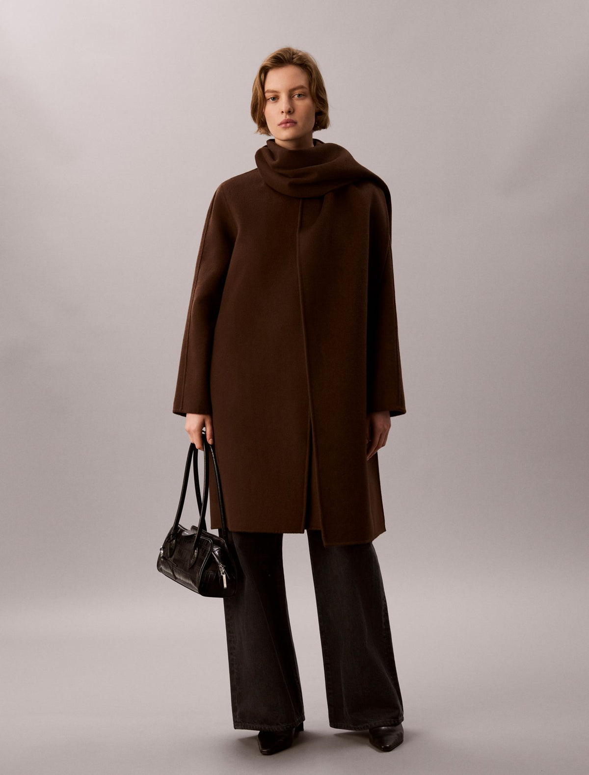 Wool Blend Scarf Coat - Calvin Klein Women