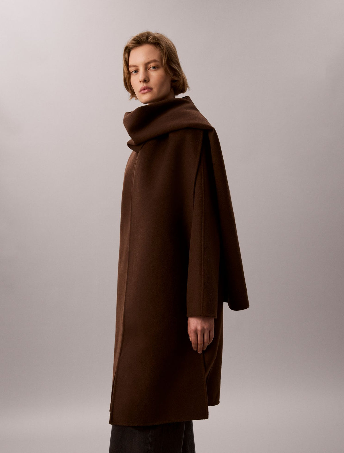 Wool Blend Scarf Coat - Calvin Klein Women