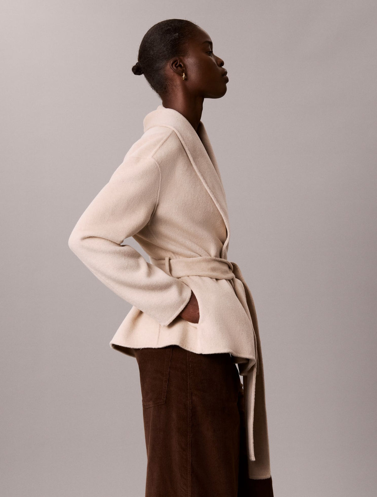 Shawl Wool Blend Hip Coat - Calvin Klein Women