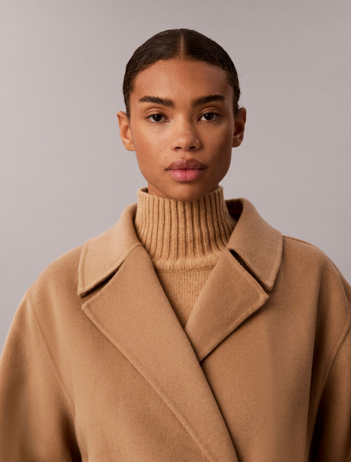 Double Faced Wool Blend Wrap Coat - Calvin Klein Women