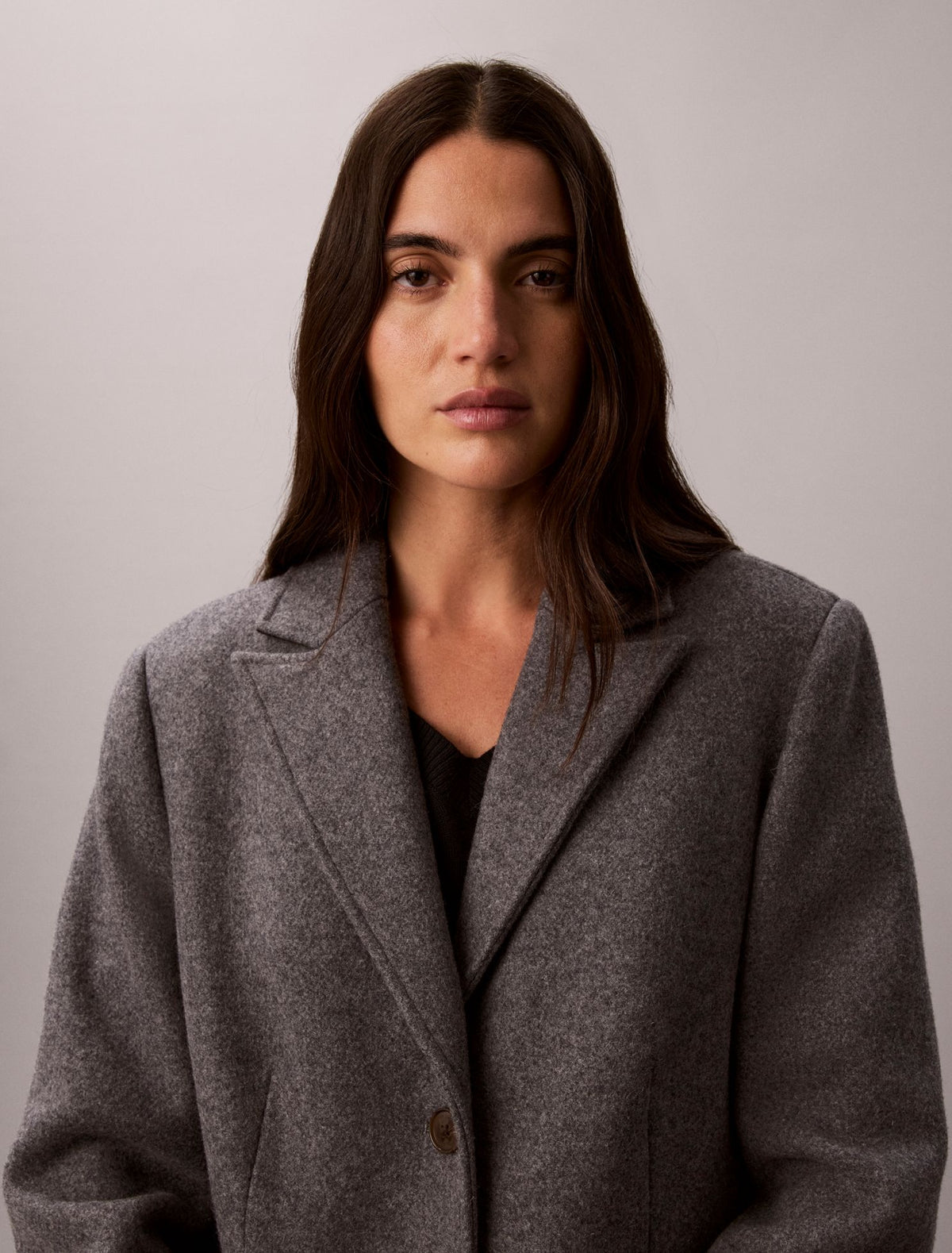 Tailored Single Breasted Wool Blend Coat - Calvin Klein Women