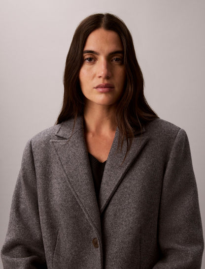 Tailored Single Breasted Wool Blend Coat - Calvin Klein Women