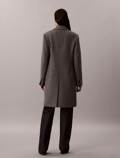 Tailored Single Breasted Wool Blend Coat - Calvin Klein Women