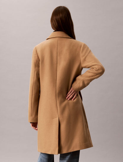 Wool Blend Tailored Coat - Calvin Klein Women