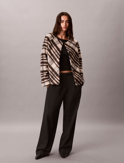 Mohair Plaid Cardigan Jacket - Calvin Klein Women
