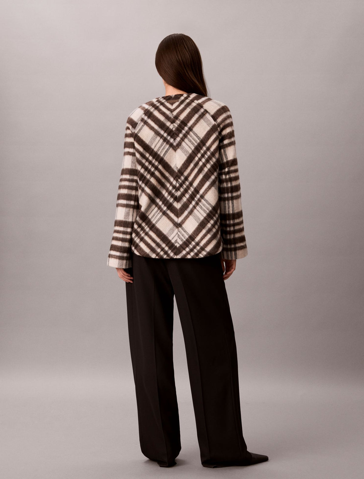 Mohair Plaid Cardigan Jacket - Calvin Klein Women