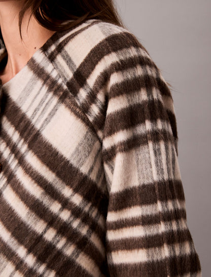 Mohair Plaid Cardigan Jacket - Calvin Klein Women