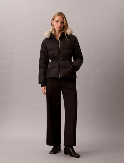 Matte Belted Short Puffer Jacket - Calvin Klein Women