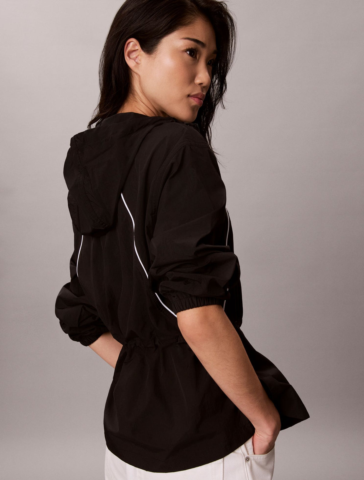 Lightweight Cinch Waist Windbreaker Jacket - Calvin Klein Women