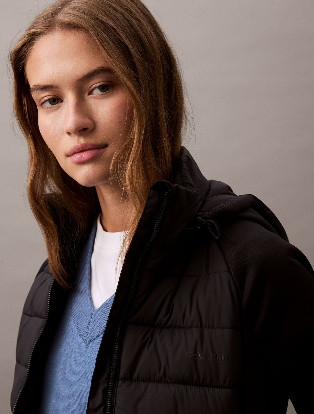 Mixed Media Puffer Jacket - Calvin Klein Women