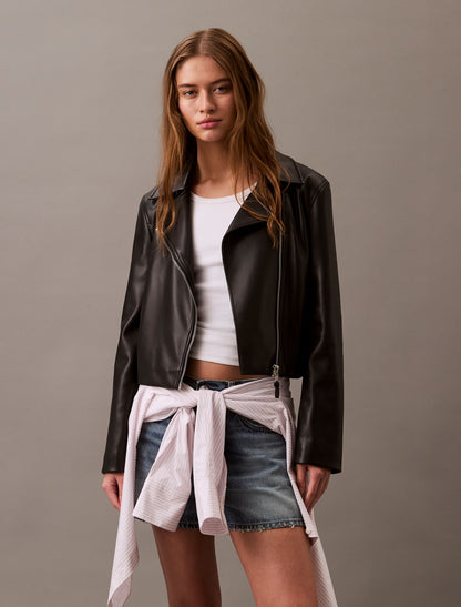 Faux Leather Moto Jacket - Calvin Klein Women