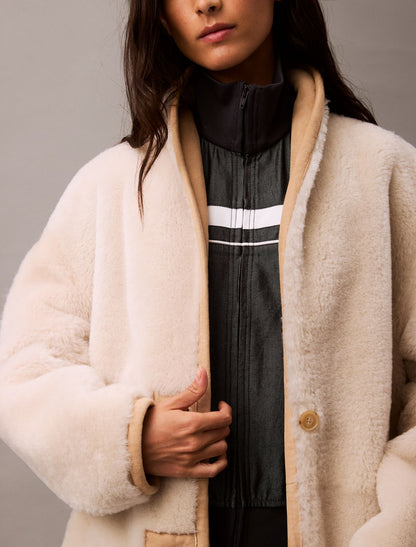 Reversible Shearling Coat - Calvin Klein Women