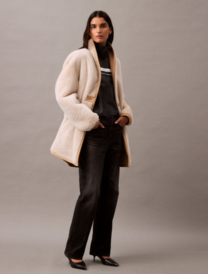 Reversible Shearling Coat - Calvin Klein Women