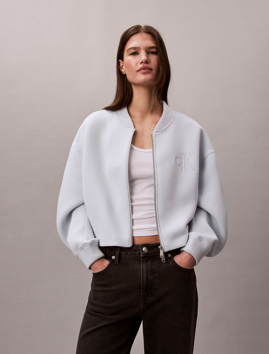 Smooth Cropped Relaxed Bomber Jacket - Calvin Klein Women