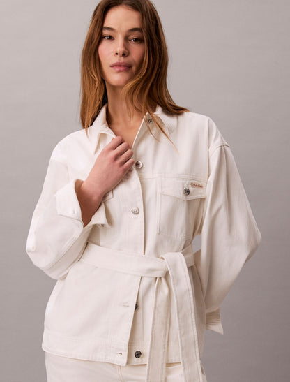 Denim Cinched Belted Jacket - Calvin Klein Women