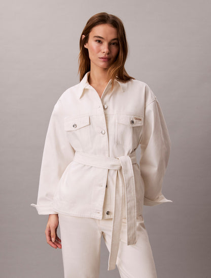 Denim Cinched Belted Jacket - Calvin Klein Women