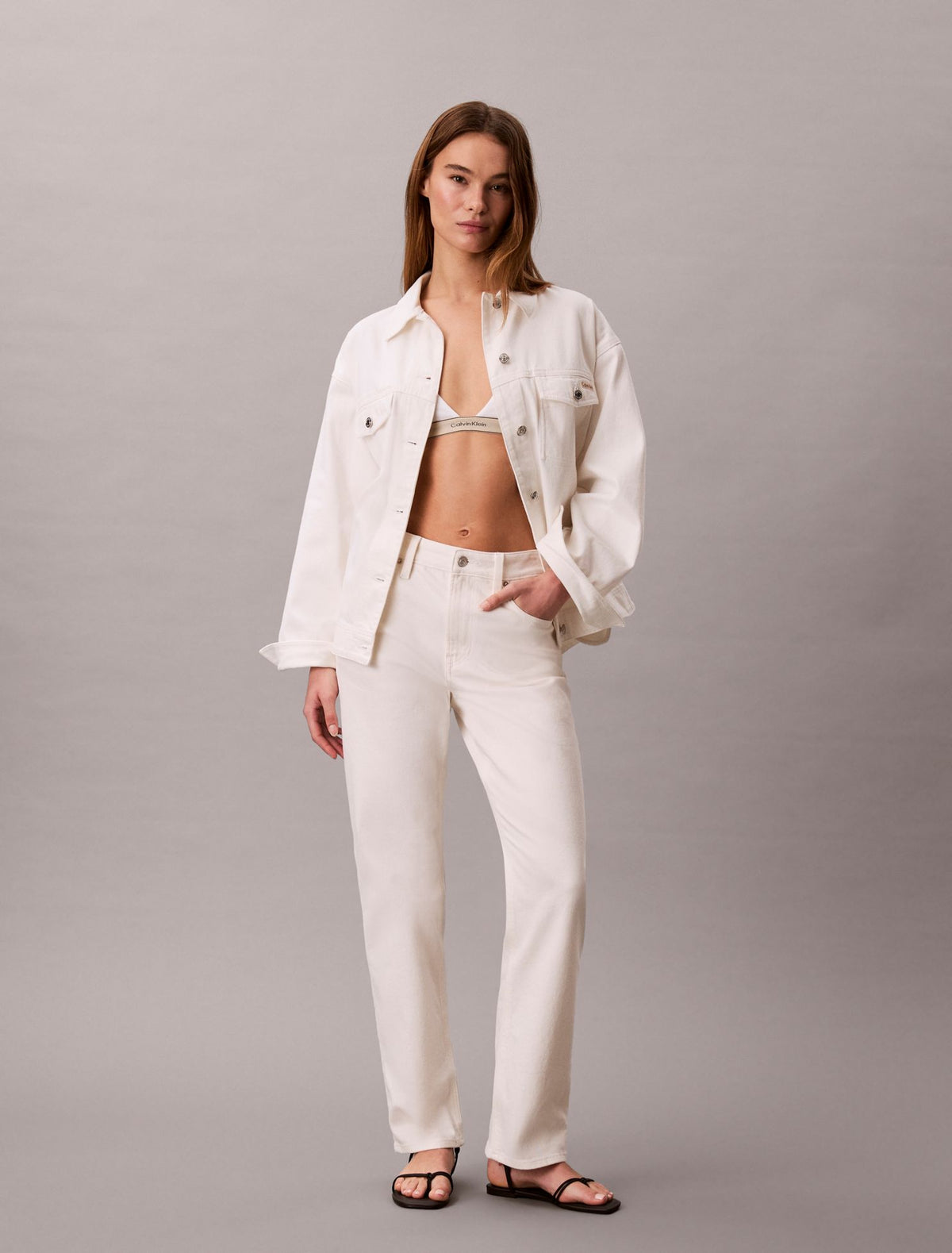 Denim Cinched Belted Jacket - Calvin Klein Women