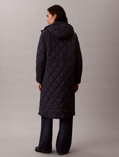 Quilted Hooded Long Liner Coat - Calvin Klein Women