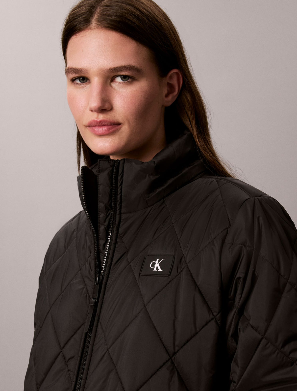 Quilted Hooded Long Liner Coat - Calvin Klein Women