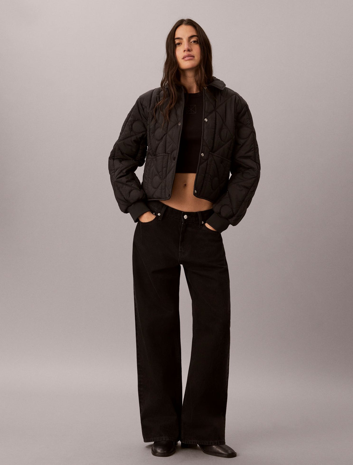 Emblem Logo Nylon Quilted Liner Jacket - Calvin Klein Women