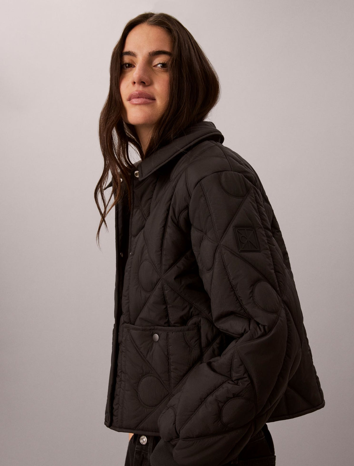 Emblem Logo Nylon Quilted Liner Jacket - Calvin Klein Women