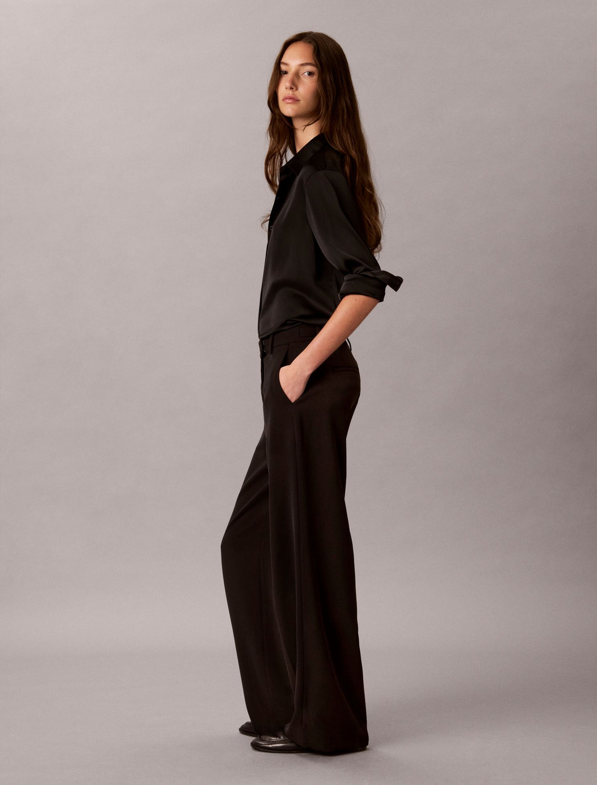 Twill Wide Leg Pants - Calvin Klein Women