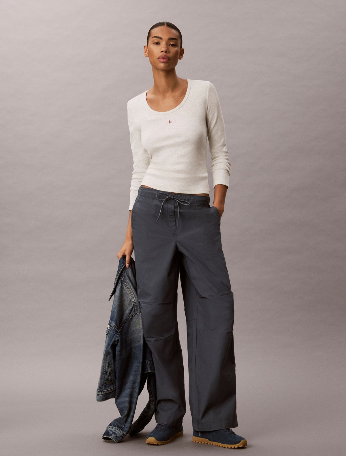 Cotton Ripstop Pull-On Pants - Calvin Klein Women
