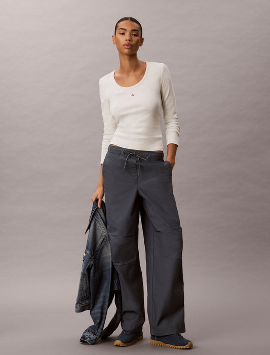 Cotton Ripstop Pull-On Pants - Calvin Klein Women