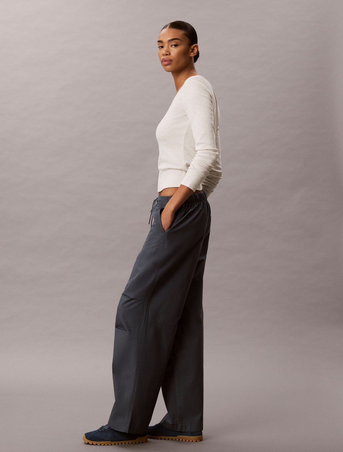 Cotton Ripstop Pull-On Pants - Calvin Klein Women