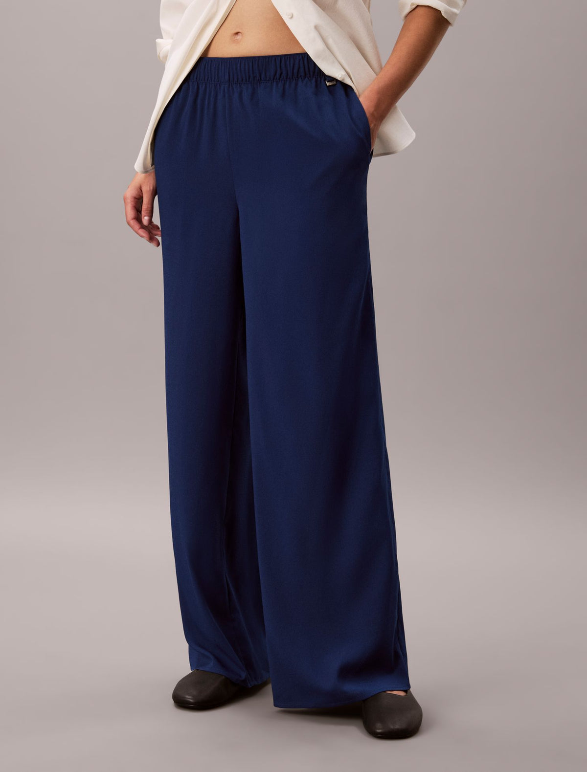 Wide Leg Pull-On Pants - Calvin Klein Women