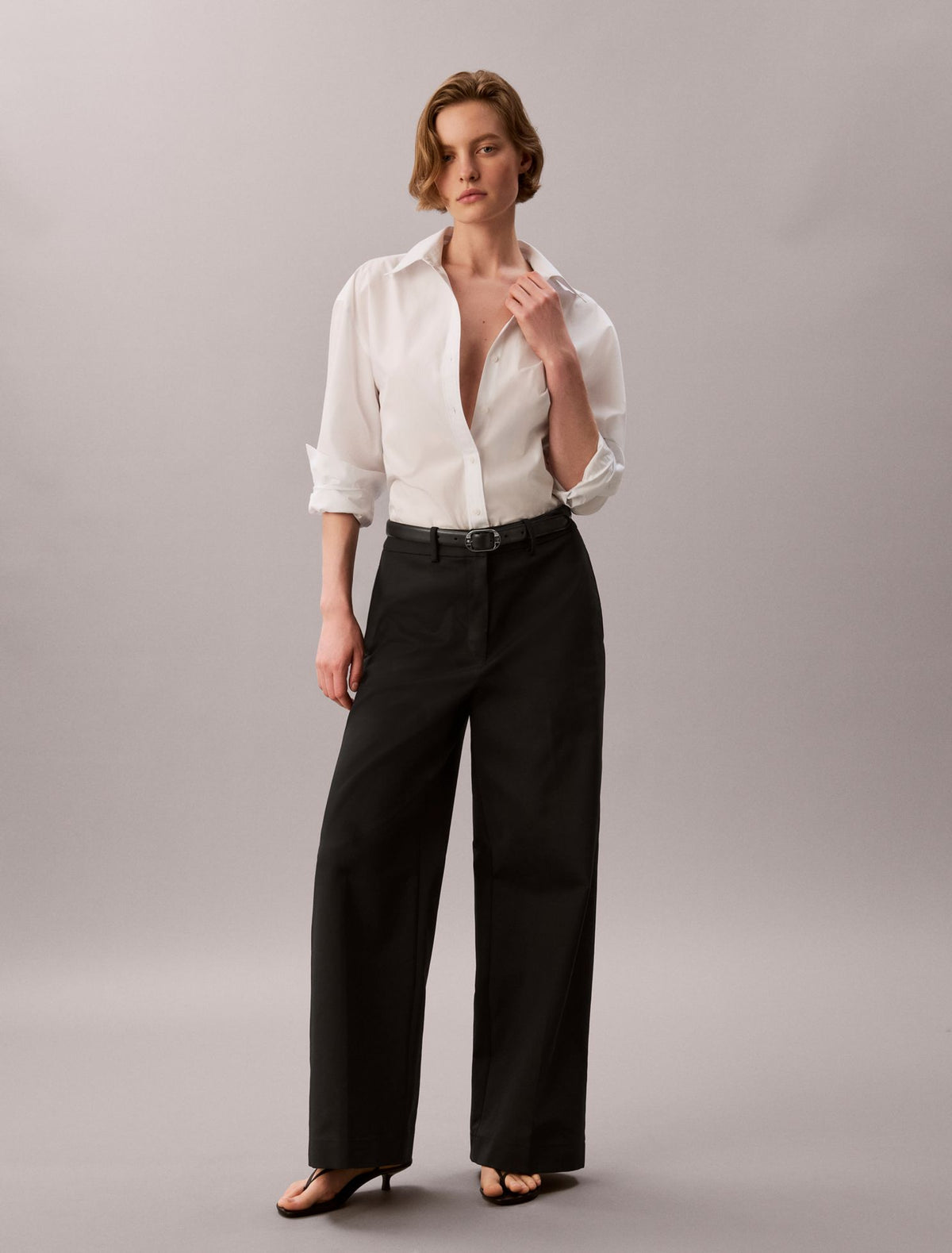 Chino Wide Leg Pants - Calvin Klein Women