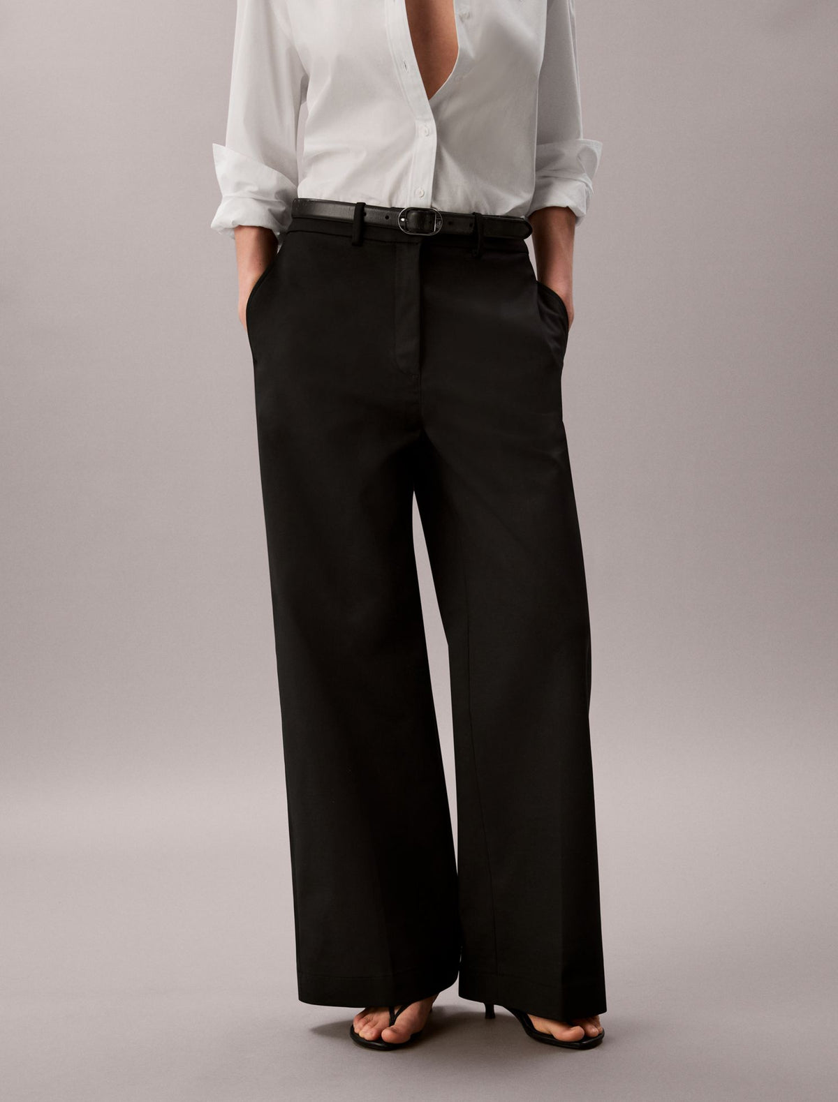 Chino Wide Leg Pants - Calvin Klein Women